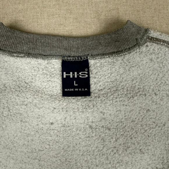 Vintage HIS Crewneck Heather Gray Sweatshirt Made in USA Fleece Russell Athletic - Picture 4 of 10